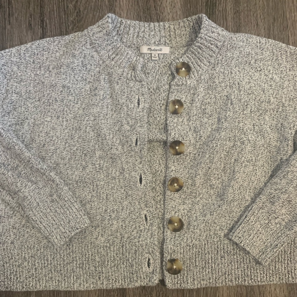 Madewell cropped boxy grey sweater